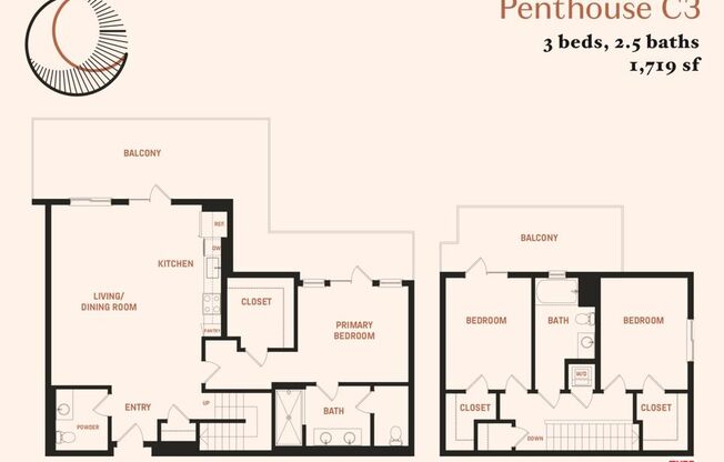 3 beds, 2.5 baths, 1,719 sqft, $7,025, Unit 413PHW