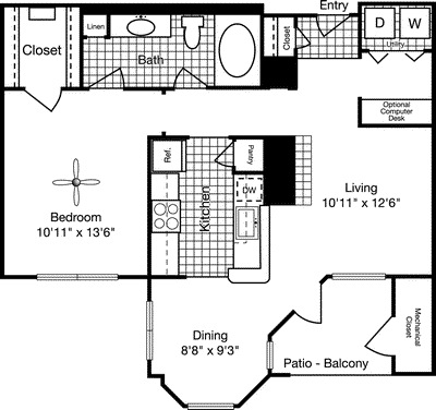 1 bed, 1 bath, 761 sqft, $2,126