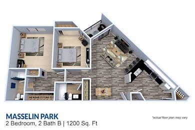 2 beds, 2 baths, 1,200 sqft, $3,100