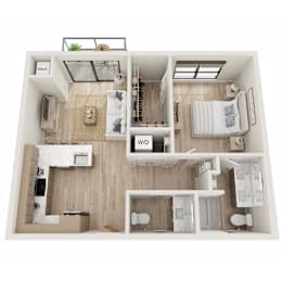 1 bed, 1.5 baths, 760 sqft, $1,540