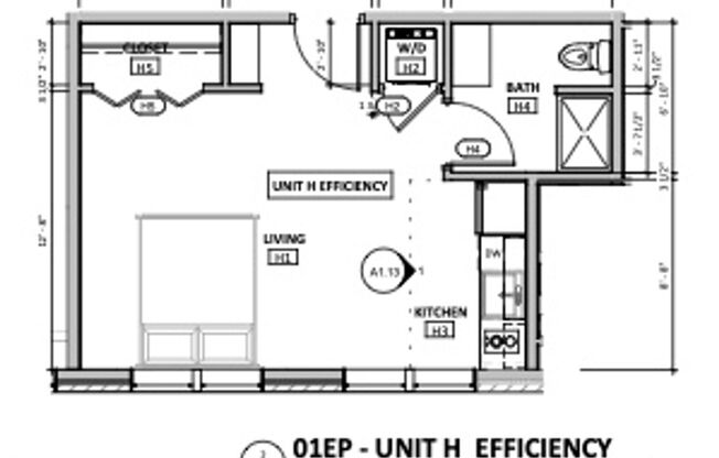 Studio, 1 bath, 375 sqft, $1,195, Unit 105