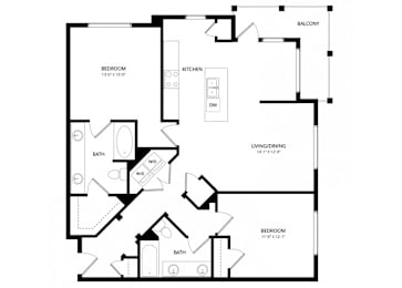 2 beds, 2 baths, 1,143 sqft, $1,755