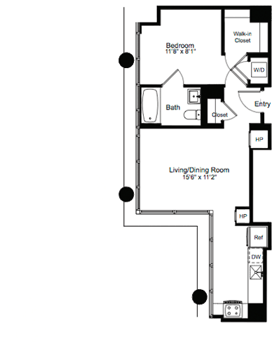 1 bed, 1 bath, 608 sqft, $5,666, Unit 16B