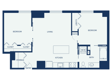 2 beds, 1 bath, 880 sqft, $1,637