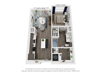 1 bed, 1 bath, 726 sqft, $1,484