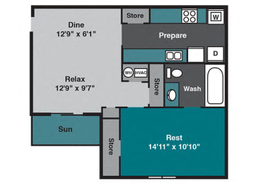 1 bed, 1 bath, 650 sqft, $1,050