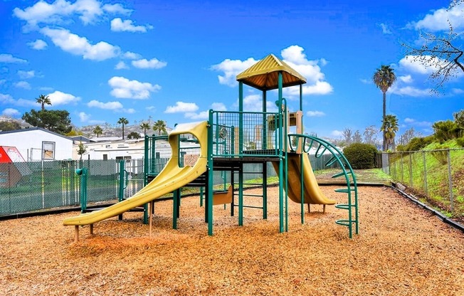 Playground with slides and climbing