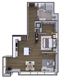 1 bed, 1 bath, 718 sqft, $2,303