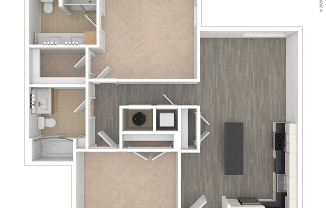 1 bed, 2 baths, 953 sqft, $2,612