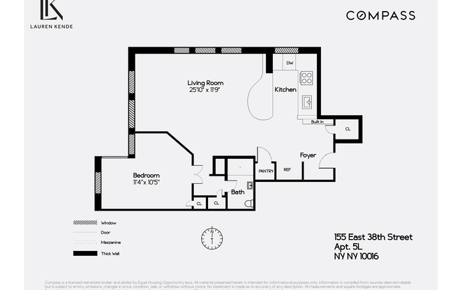1 bed, 1 bath, $3,600, Unit 5L