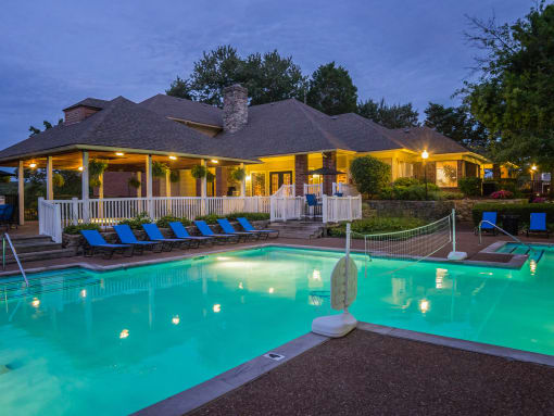 Swimming Pool Nighttime at The Players Club Apartments in Nashville, TN