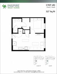 1 bed, 1 bath, 527 sqft, $2,395