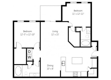 2 beds, 2 baths, 1,154 sqft, $1,385
