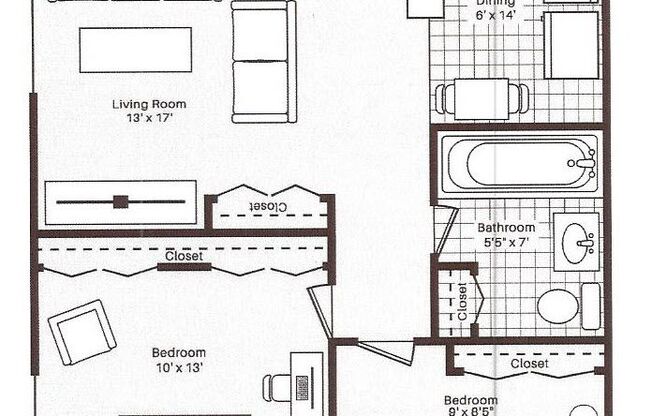 2 beds, 1 bath, 615 sqft, $837