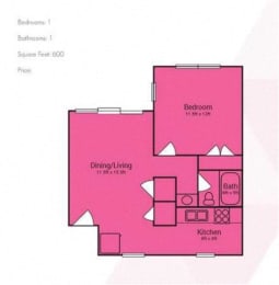 1 bed, 1 bath, 600 sqft, $1,055