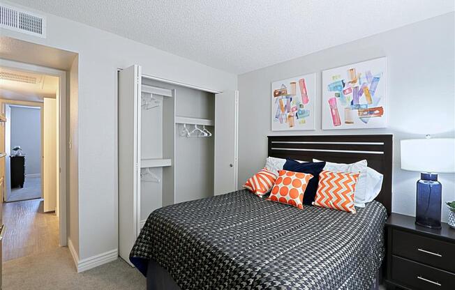 Bedroom With Closet at Villatree Apartments, Tempe, AZ