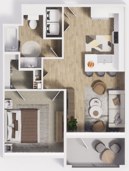 1 bed, 1 bath, 616 sqft, $1,295
