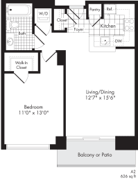 1 bed, 1 bath, 626 sqft, $1,832