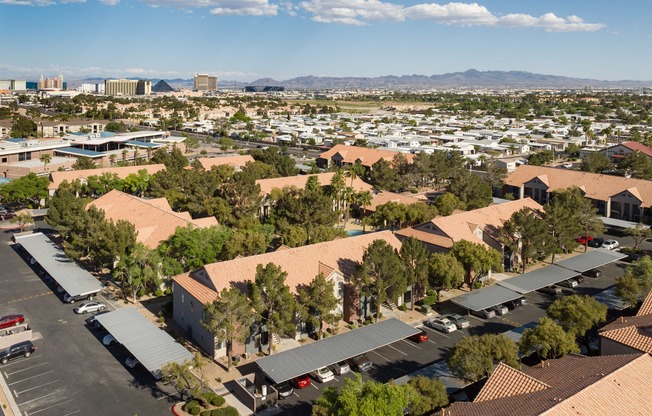 an aerial view of a neighborhood in the city