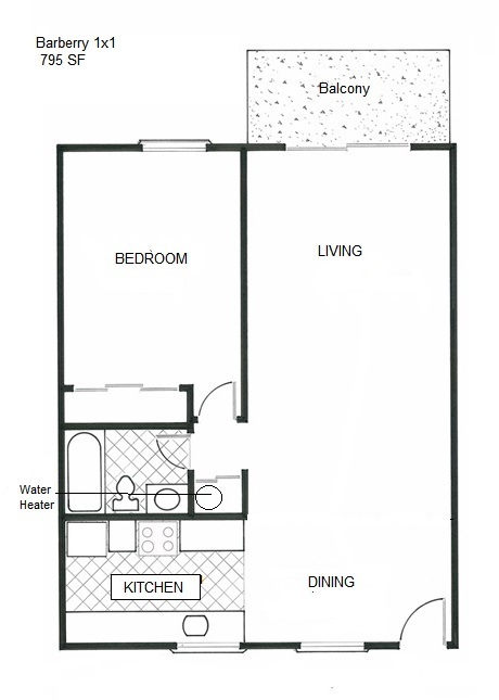 1 bed, 1 bath, 645 sqft, $1,100, Unit 302