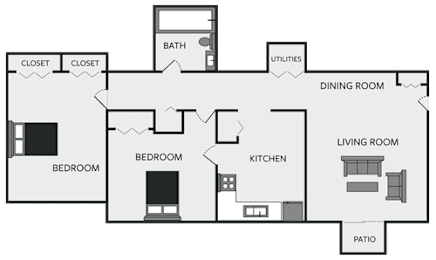 2 beds, 1 bath, 900 sqft, $963