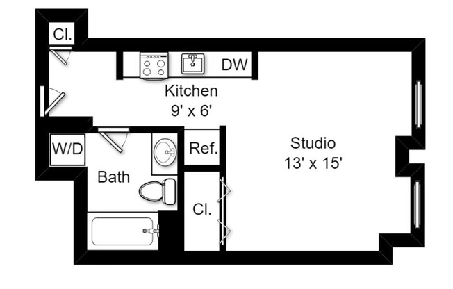 Studio, 1 bath, 428 sqft, $2,850, Unit 505