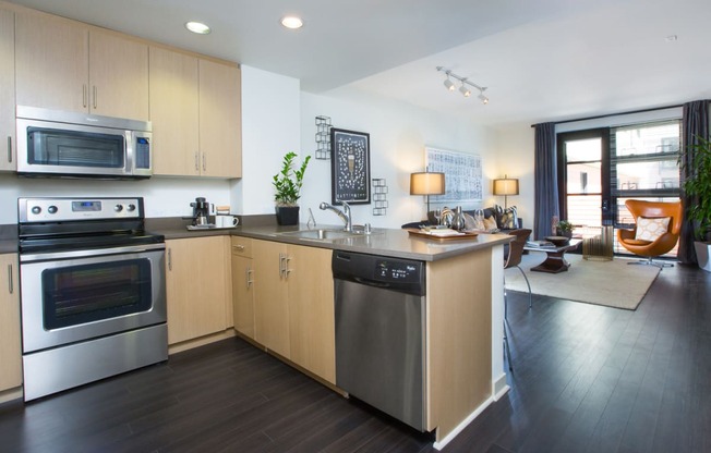 Kitchen with stainless steel appliances