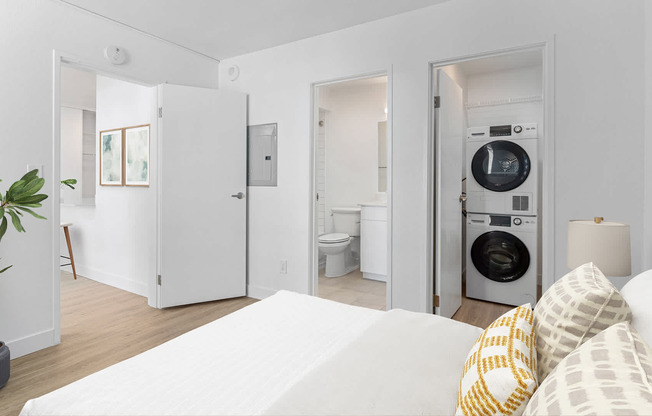 Bedroom with In-home Washer and Dryer