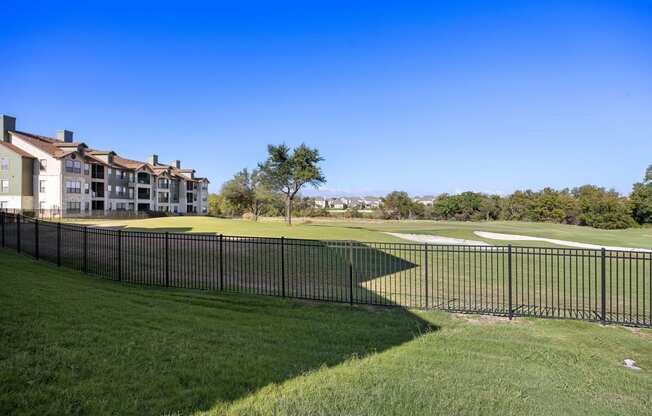 a view of the golf course at the preserve at polk apartments
