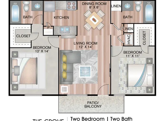2 beds, 2 baths, 950 sqft, $915