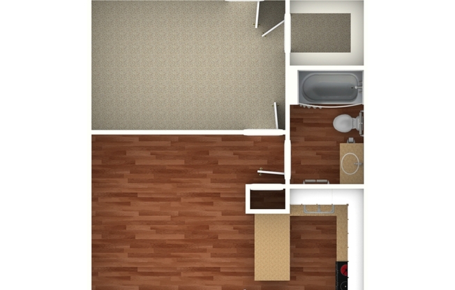 1 bed, 1 bath, 451 sqft, $2,514