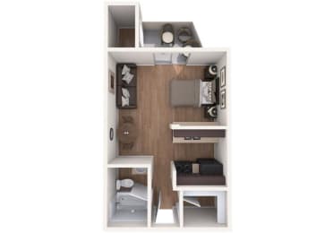 Studio, 1 bath, 400 sqft, $955