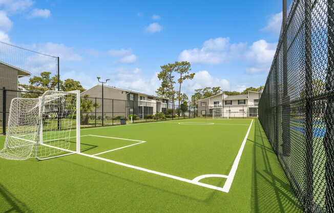 Soccer field with goal posts