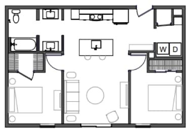 2 beds, 1 bath, 808 sqft, $1,389