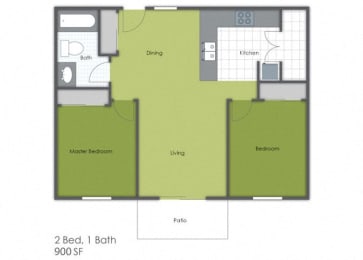 2 beds, 1 bath, 900 sqft, $1,200