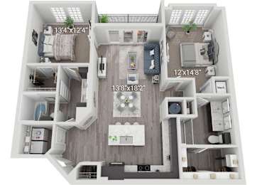 2 beds, 2 baths, 1,282 sqft, $2,538