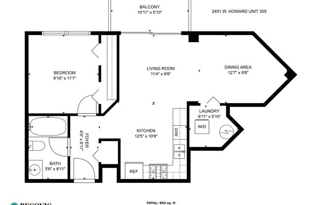 1 bed, 1 bath, 544 sqft, $2,000, Unit 305