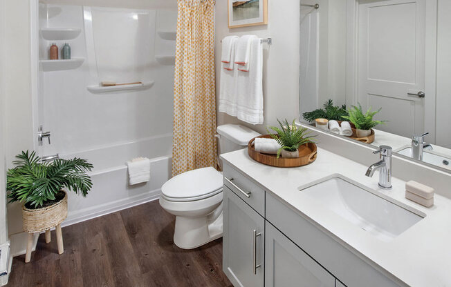 bathroom and stand up shower at the cottages