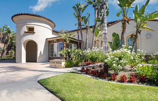 a house with palm trees in the background