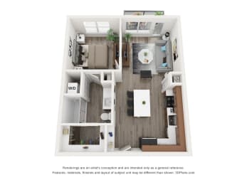 1 bed, 1 bath, 672 sqft, $1,321