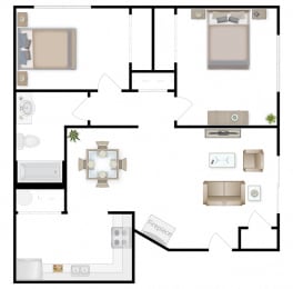 2 beds, 1 bath, 850 sqft, $1,250
