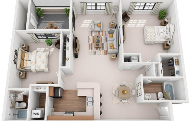 2 beds, 2 baths, 1,000 sqft, $1,485