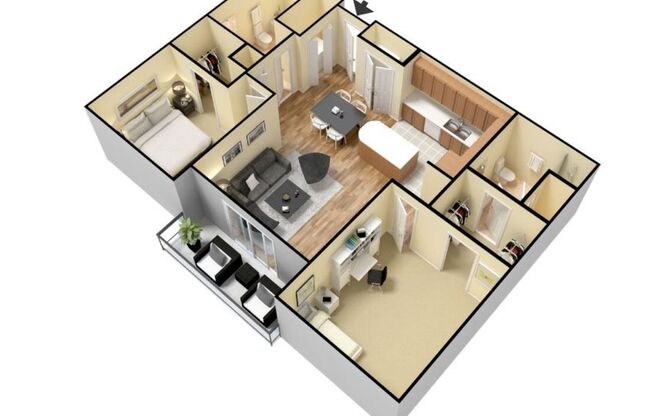 2 beds, 2 baths, 1,056 sqft, $1,326