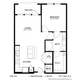 1 bed, 1 bath, 747 sqft, $1,530