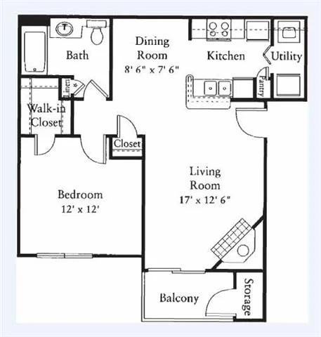 1 bed, 1 bath, 751 sqft, $1,245