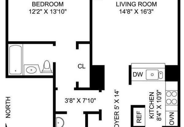 1 bed, 1.5 baths, 842 sqft, $4,950, Unit 33B