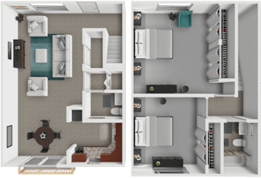 2 beds, 1.5 baths, $929