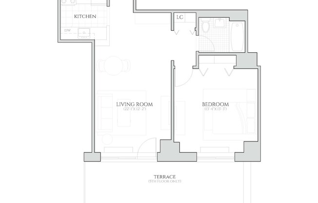 1 bed, 1 bath, $4,400, Unit S17A