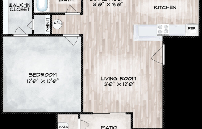 1 bed, 1 bath, 683 sqft, $1,029