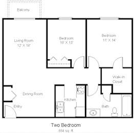 2 beds, 1 bath, 864 sqft, $1,425